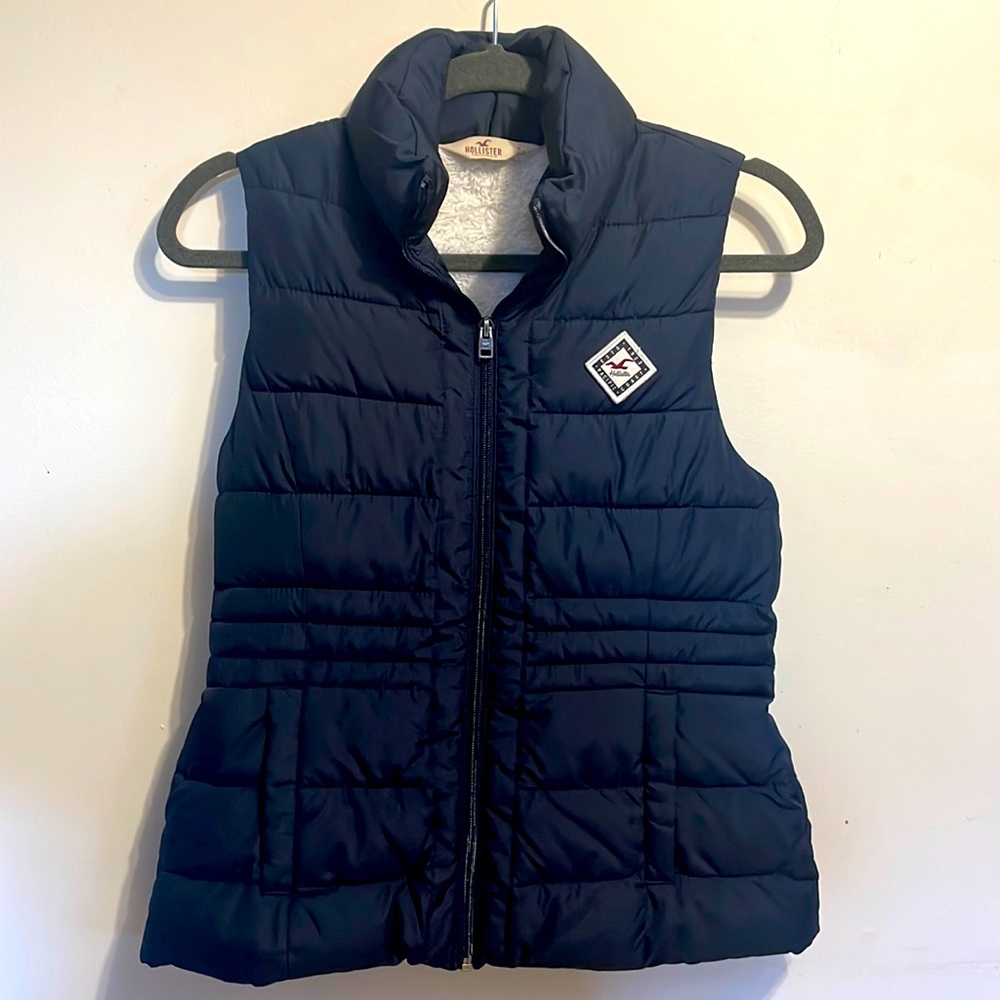 Hollister Navy Fleece lined Vest- Small